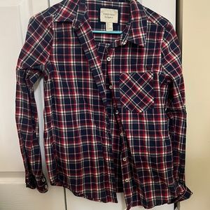 Flannel. Navy blue, red and white. Size small from forever 21